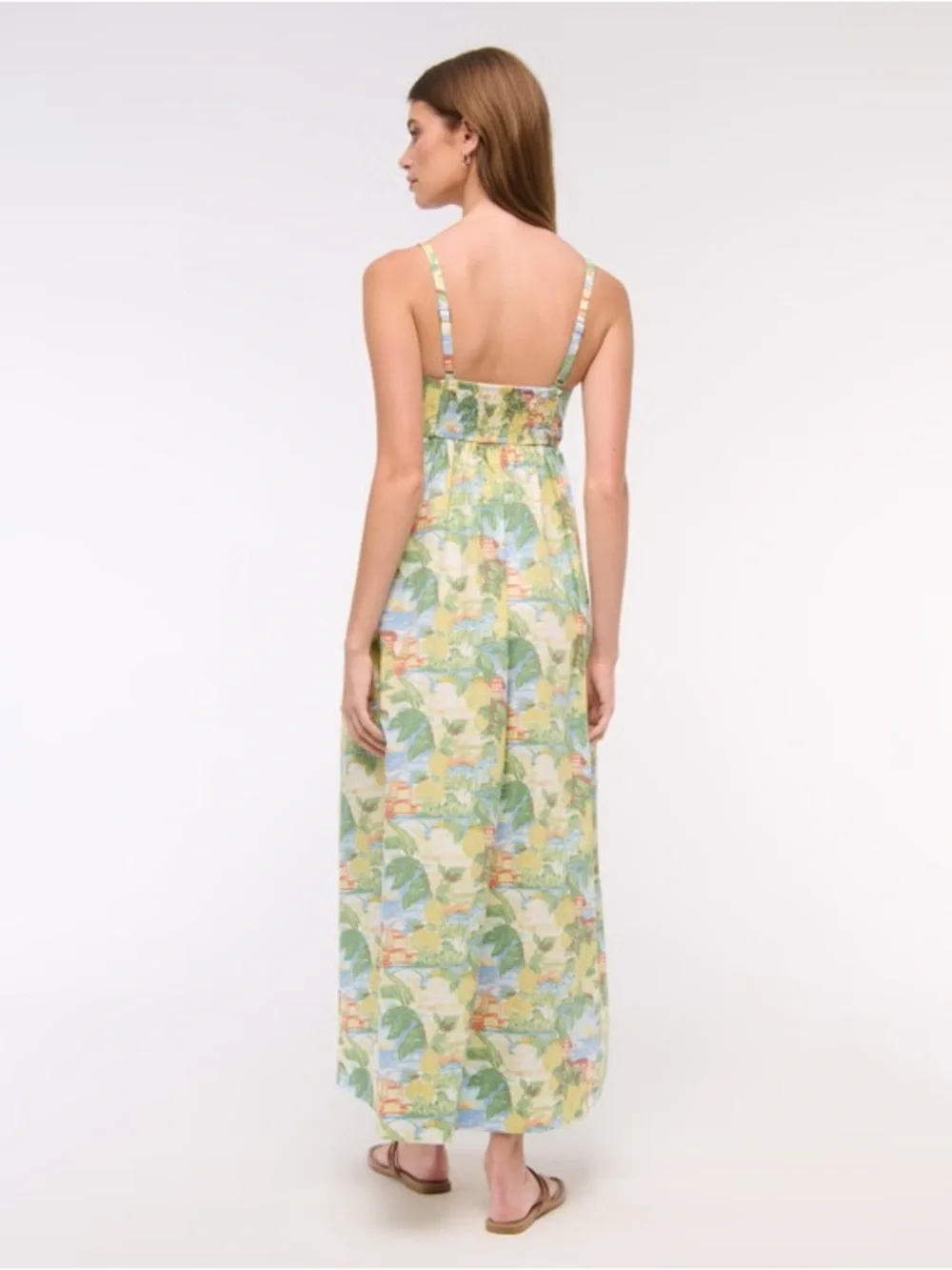 Abercrombie & Fitch Tropical Print Maxi Dress in Yellow, Green and Blue
